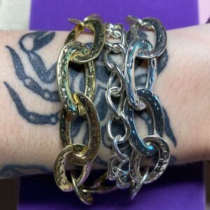 💛 Classic Miche Gold & Silver Tone Multi Chain Bracelet